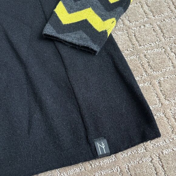 Neve 100% Merino Wool 1/4 Zip Sweater Pullover Women's XL Chevron Ski Black - Picture 3 of 8